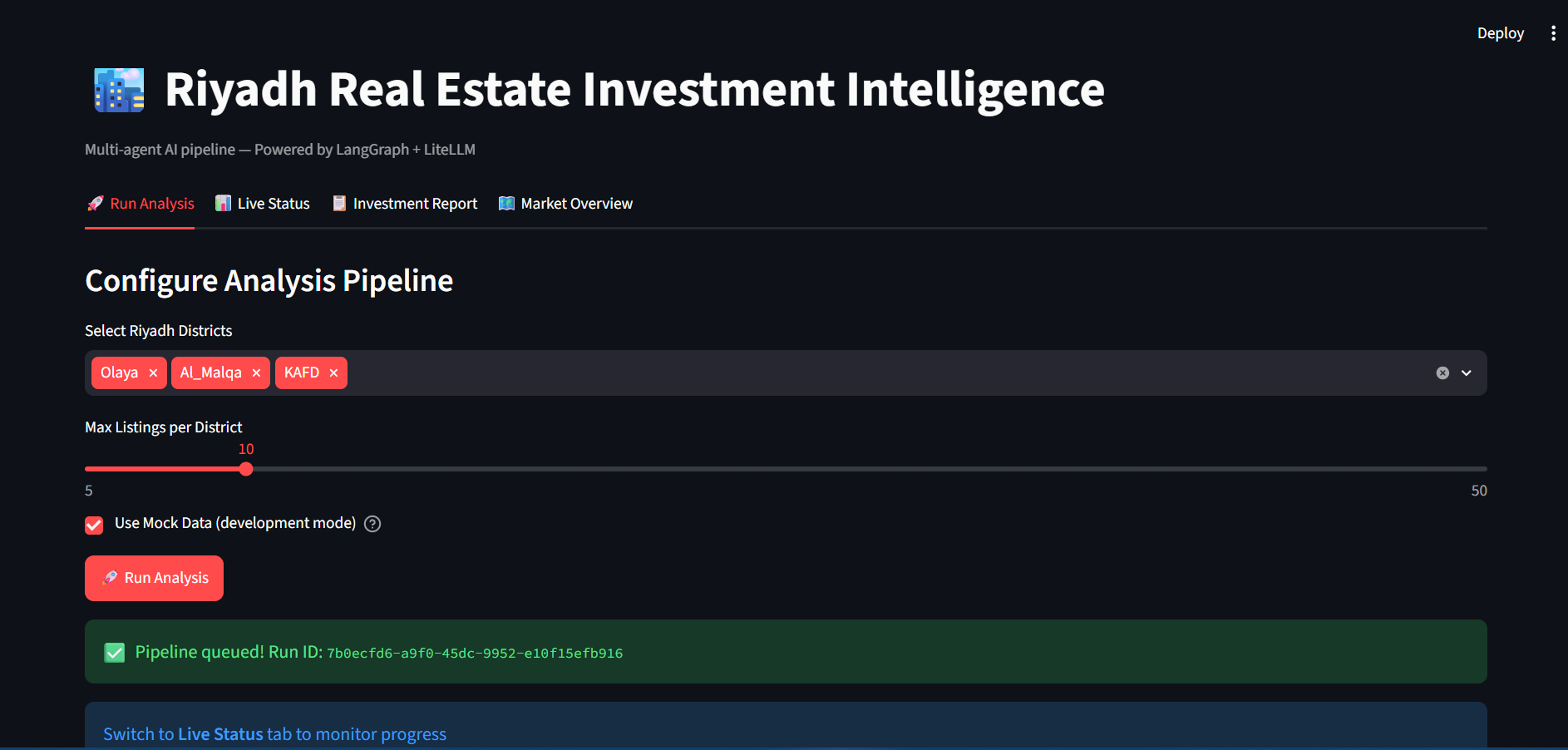 Riyadh Real Estate Investment Intelligence &mdash; Streamlit Dashboard